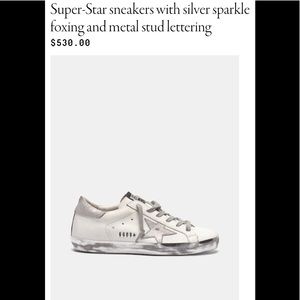 superstar sneakers with silver sparkle foxing and metal stud lettering